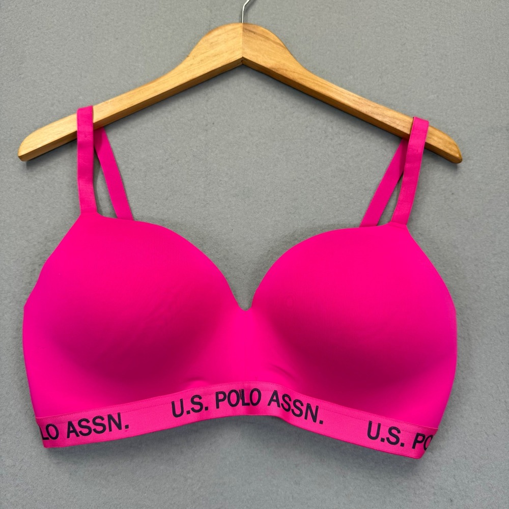 U.S. Polo Assn Womens Hot Pink Wireless T-Shirt Bra Logo‎ Band 38DD 2PKBRA2592